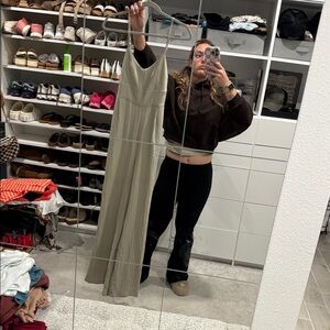 PrettyLittleThing Stone Textured Jumpsuit